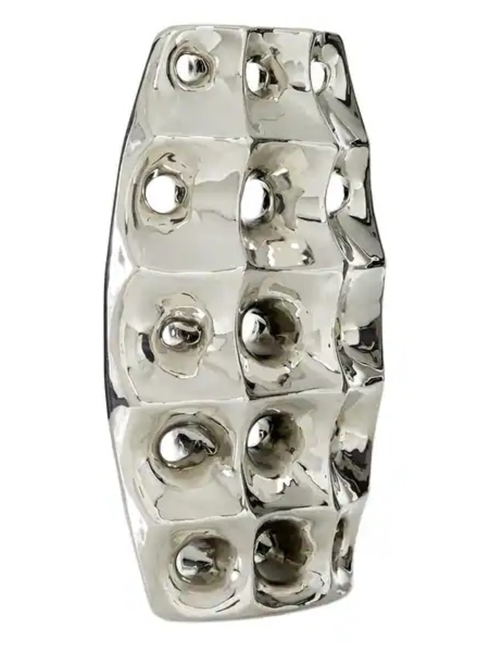 Z Gallerie Silver Vortex Vase 19” Modern Glam Textured Ceramic Decor